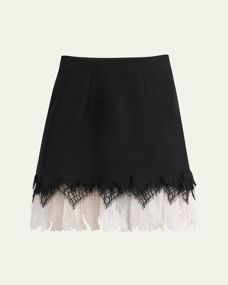 Lace Ruffle Hem Mini Skirt